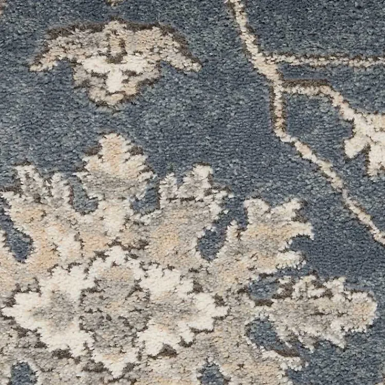 Kirklands Home Smokey Blue and Ivory Floral Runner, 2x7 New