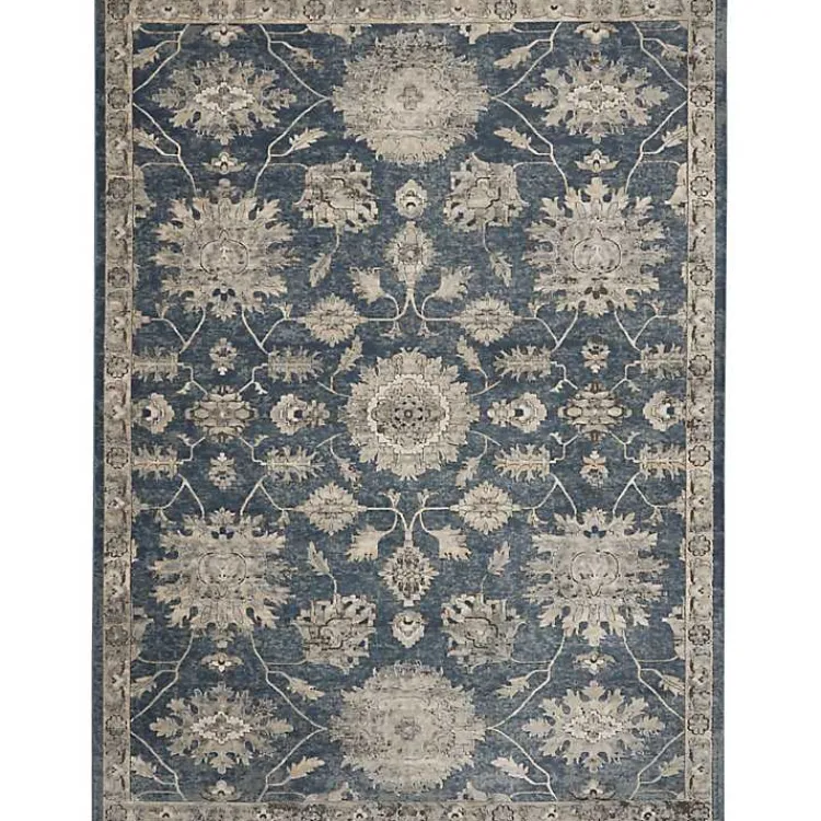 Kirklands Home Smokey Blue and Ivory Floral Area Rug, 6x9 Hot