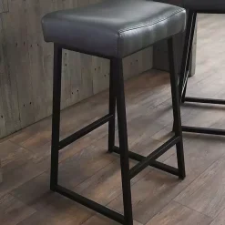 Kirklands Home Smokey Faux Leather Counter Stools, Set of 2 Gray Clearance