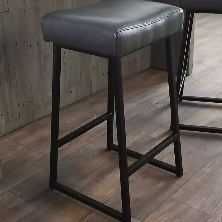 Kirklands Home Smokey Faux Leather Counter Stools, Set of 2 Gray Clearance