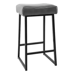 Kirklands Home Smokey Faux Leather Counter Stools, Set of 2 Gray Clearance