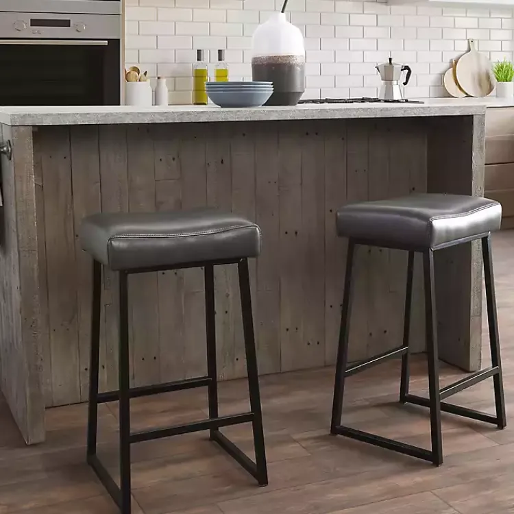 Kirklands Home Smokey Faux Leather Counter Stools, Set of 2 Gray Clearance