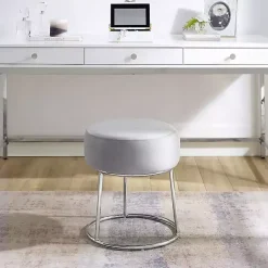 Kirklands Home Smokey Velvet Vanity Stool Gray Discount