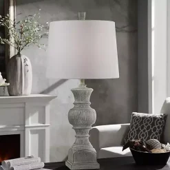 Kirklands Home Smokey Slate Gray Baluster Grain Table Lamp White Online