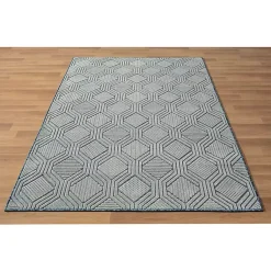 Kirklands Home Smoky Blue Geometric Indoor/Outdoor Area Rug, 5x7 Online