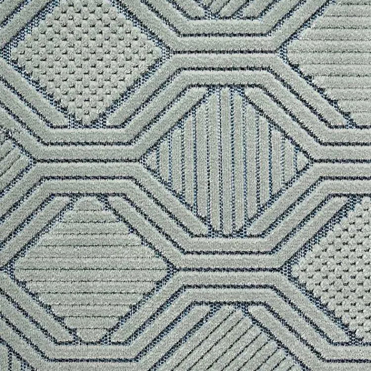Kirklands Home Smoky Blue Geometric Indoor/Outdoor Area Rug, 5x7 Online
