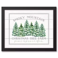 Christmas Art & Wall Decor>Kirklands Home Smoky Mountain Christmas Tree Farm Framed Plaque White
