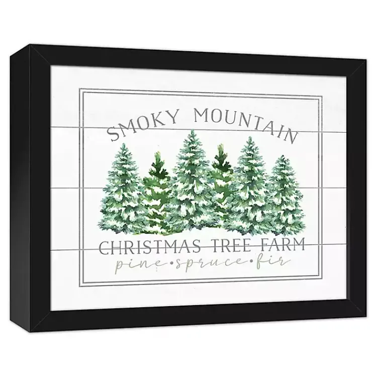 Christmas Art & Wall Decor>Kirklands Home Smoky Mountain Christmas Tree Farm Framed Plaque White