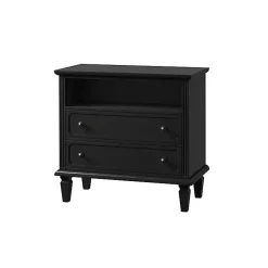 Kirklands Home Smooth 2-Drawer Wood Nightstand Black Discount