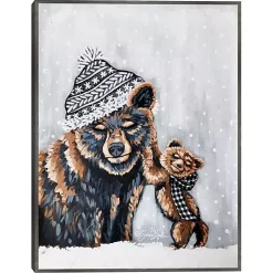 Christmas Art & Wall Decor>Kirklands Home Snow Bear Family Framed Canvas Art Print