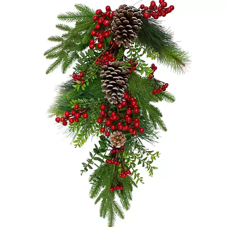 Christmas Wreaths>Kirklands Home Snow Berry Pine Teardrop Christmas Swag