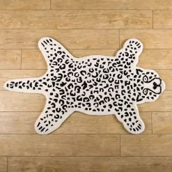 Kirklands Home Snow Leopard Shaped Scatter Rug New
