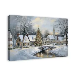 Christmas Art & Wall Decor>Kirklands Home Snow Winter Village Canvas Art Print