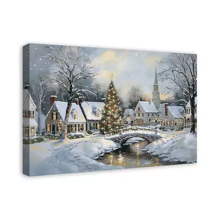 Christmas Art & Wall Decor>Kirklands Home Snow Winter Village Canvas Art Print