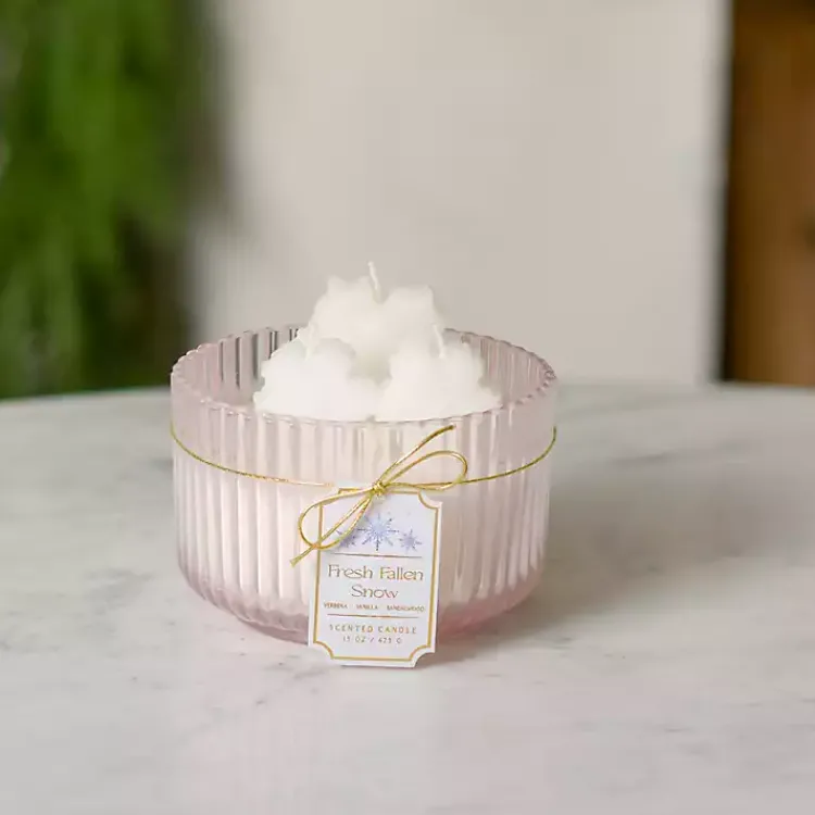Candles>Kirklands Home Snowflake Fresh Fallen Snow Jar Candle White