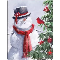 Christmas Art & Wall Decor>Kirklands Home Snowman and Cardinal Canvas Art Print
