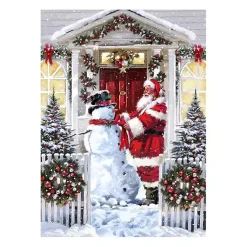 Christmas Art & Wall Decor>Kirklands Home Snowman and Santa Canvas Art Print Multi
