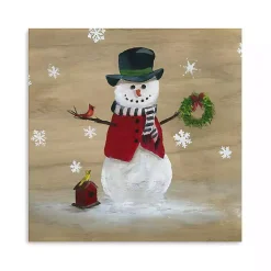 Christmas Art & Wall Decor>Kirklands Home Snowman Birdhouse Canvas Christmas Art Print Brown