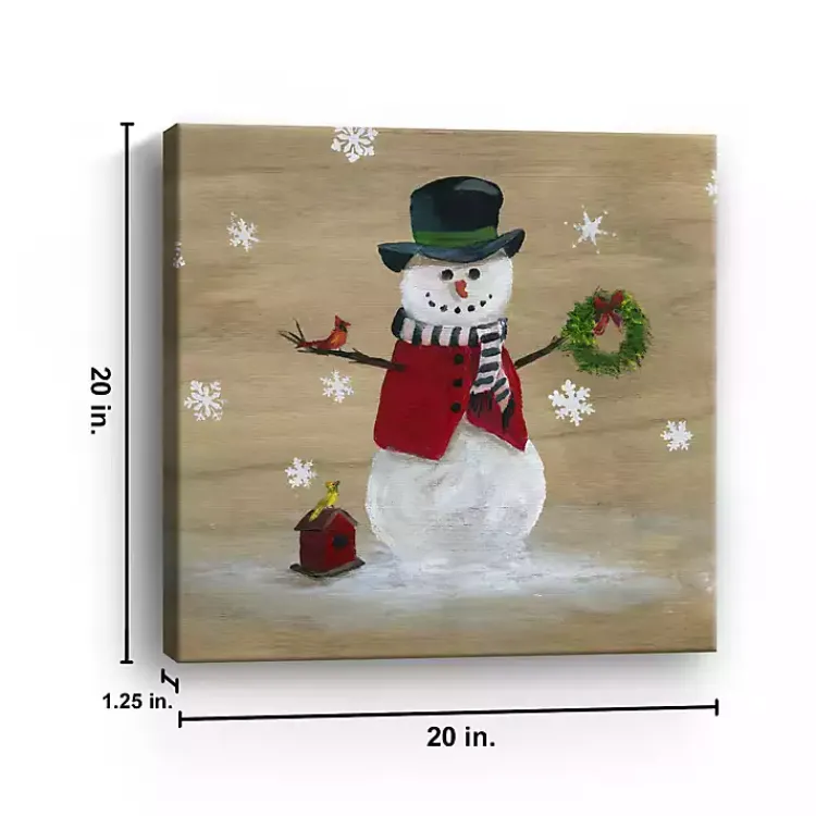 Christmas Art & Wall Decor>Kirklands Home Snowman Birdhouse Canvas Christmas Art Print Brown