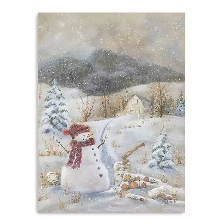 Christmas Art & Wall Decor>Kirklands Home Snowman Canvas Christmas Art Print Gray