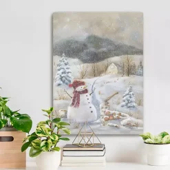 Christmas Art & Wall Decor>Kirklands Home Snowman Canvas Christmas Art Print Gray
