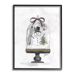 Christmas Art & Wall Decor>Kirklands Home Snowman Cloche Framed Art Print White