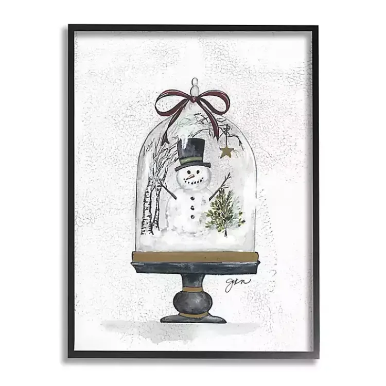 Christmas Art & Wall Decor>Kirklands Home Snowman Cloche Framed Art Print White