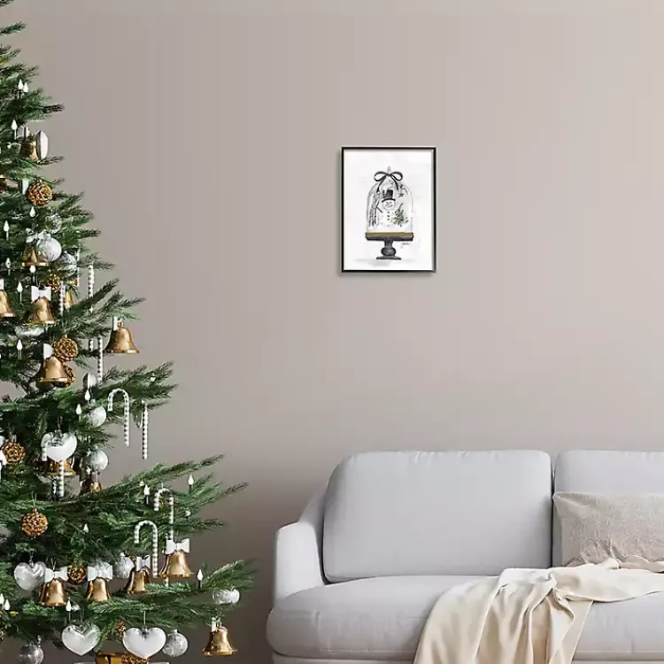 Christmas Art & Wall Decor>Kirklands Home Snowman Cloche Framed Art Print White