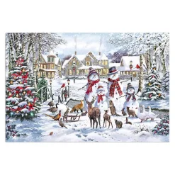Christmas Art & Wall Decor>Kirklands Home Snowman Family Canvas Art Print White