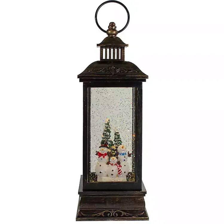 Christmas Decorations>Kirklands Home Snowman Family Christmas LED Glitter Snow Globe Black
