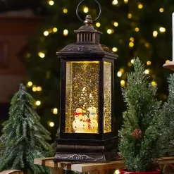 Christmas Decorations>Kirklands Home Snowman Family Christmas LED Glitter Snow Globe Black