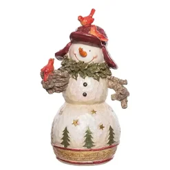 Christmas Decorations>Kirklands Home Snowman Figurine with Cardinals Figurine White
