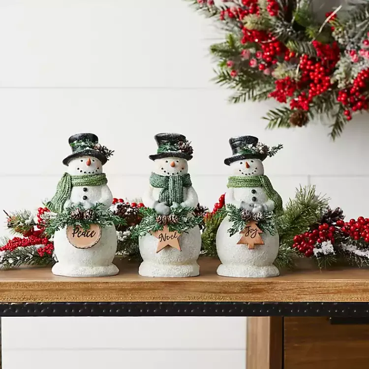 Christmas Decorations>Kirklands Home Snowman Holding Pine Statues, Set of 3