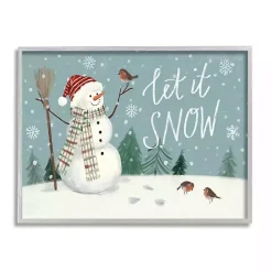 Christmas Art & Wall Decor>Kirklands Home Snowman Let it Snow Framed Art Print