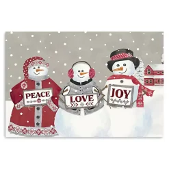 Christmas Art & Wall Decor>Kirklands Home Snowman Peace Love Joy Christmas Wall Art Gray