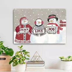 Christmas Art & Wall Decor>Kirklands Home Snowman Peace Love Joy Christmas Wall Art Gray