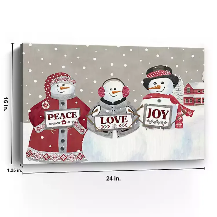 Christmas Art & Wall Decor>Kirklands Home Snowman Peace Love Joy Christmas Wall Art Gray