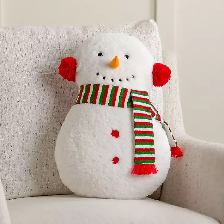 Pillows>Kirklands Home Snowman Shaped Holiday Pillow White