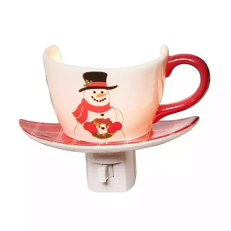 Christmas Decorations>Kirklands Home Snowman Teacup Nightlight