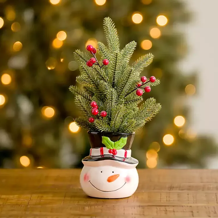 Christmas Arrangements & Garland>Kirklands Home Snowman Tree Arrangement