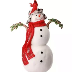 Christmas Decorations>Kirklands Home Snowman with Cardinals Statue