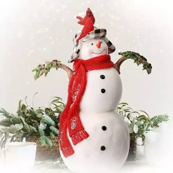 Christmas Decorations>Kirklands Home Snowman with Cardinals Statue