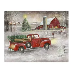 Christmas Art & Wall Decor>Kirklands Home Snowy Barn and Truck Canvas Art Print