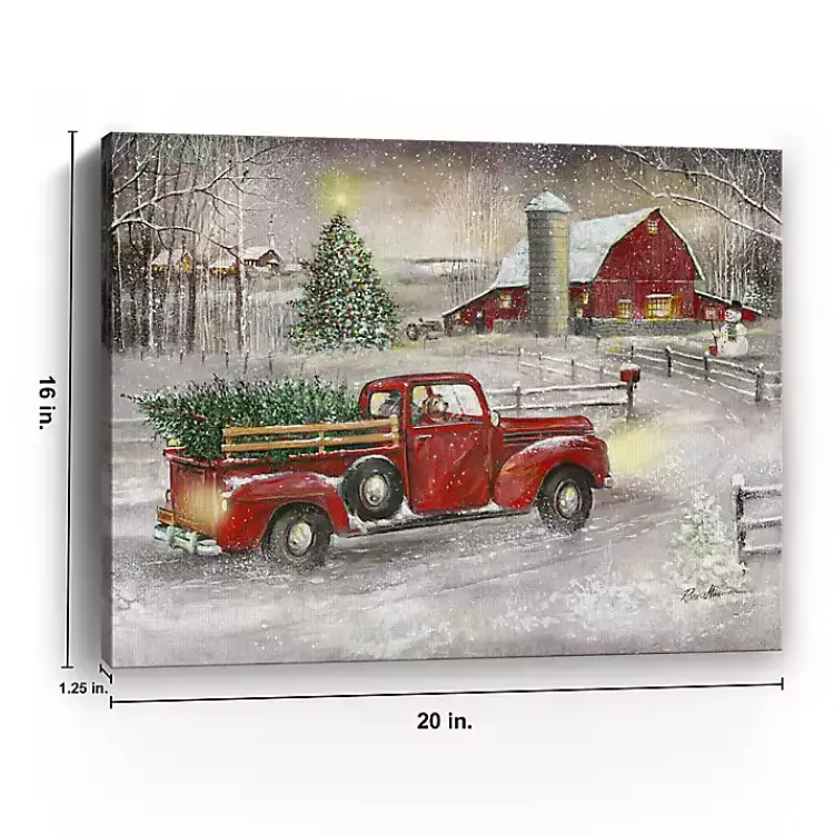 Christmas Art & Wall Decor>Kirklands Home Snowy Barn and Truck Canvas Art Print