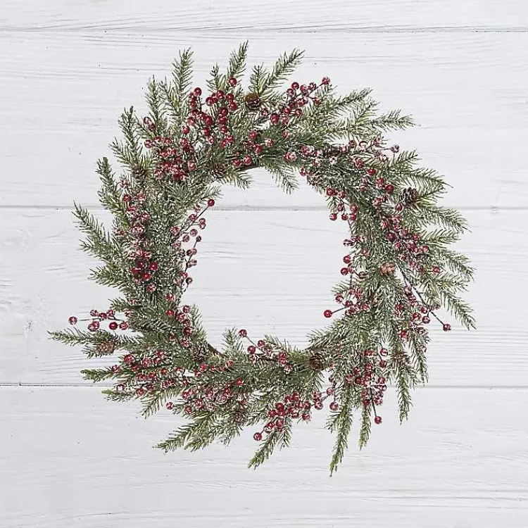 Christmas Wreaths>Kirklands Home Snowy Berry and Greenery Christmas Wreath