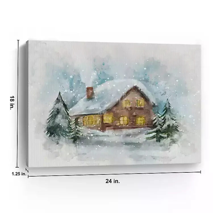 Christmas Art & Wall Decor>Kirklands Home Snowy Cabin Canvas Art Print