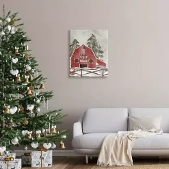 Christmas Art & Wall Decor>Kirklands Home Snowy Christmas Barn Canvas Art Print