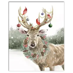 Christmas Art & Wall Decor>Kirklands Home Snowy Christmas Deer Canvas Art Print