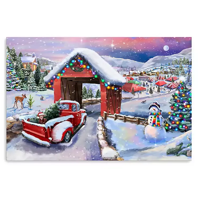 Christmas Art & Wall Decor>Kirklands Home Snowy Christmas Road Trip Canvas Art Print, 16x24