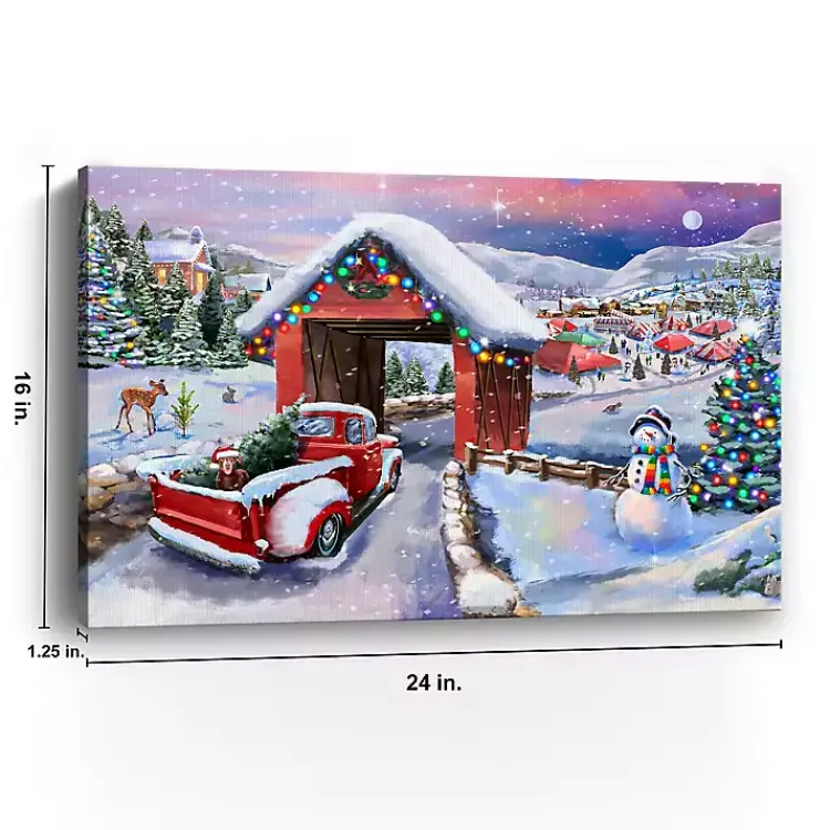 Christmas Art & Wall Decor>Kirklands Home Snowy Christmas Road Trip Canvas Art Print, 16x24